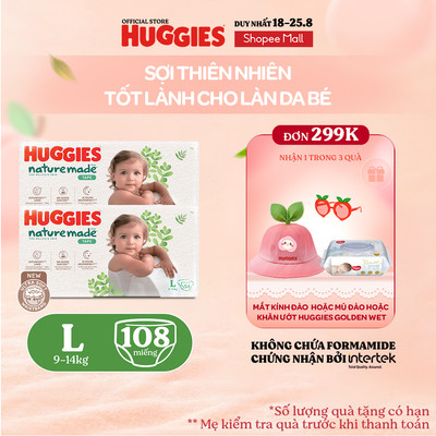 Combo 2 Tã Dán Huggies Nature Made Size L54