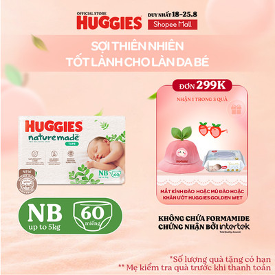 Tã Dán Huggies Platinum Nature Made cho bé Size NB60