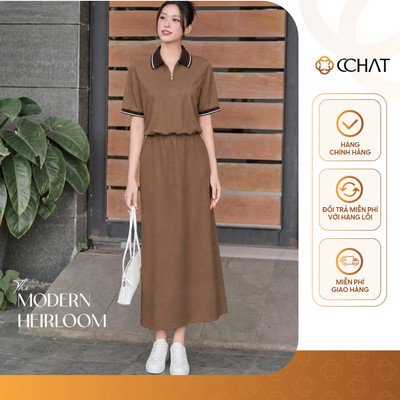 Set Đồ Nữ 𝐂𝐂𝐇𝐀𝐓 Dáng Suông Acia Phối Cổ Basic Chất Liệu Mềm Mát 16BNC8060ST