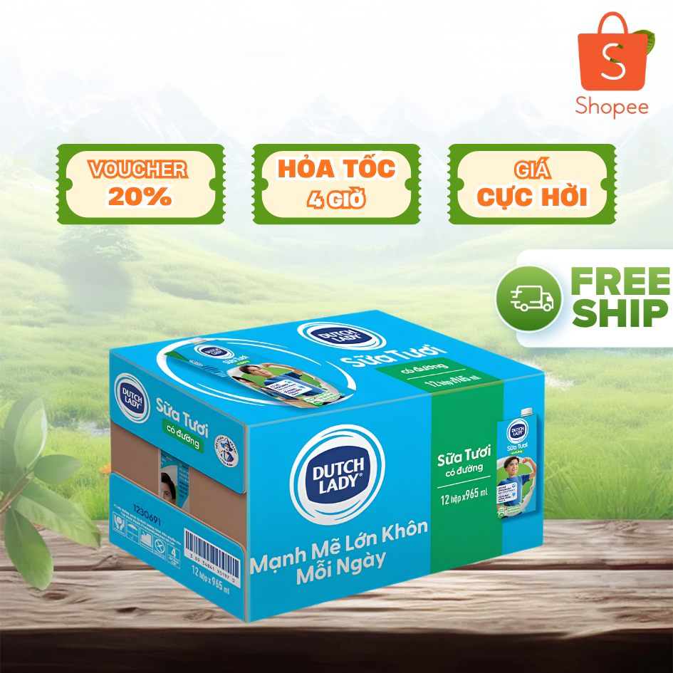 Sữa Tươi Dutch Lady Có Đường 965ml | Thùng 12 Hộp