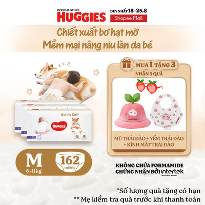 Combo 3 Tã quần Huggies Gentle Soft - Corgi M54/L40/XL34/XXL22 miếng êm mềm chiết xuất bơ hạt mỡ