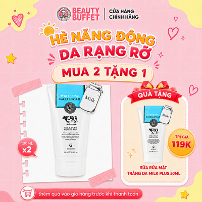 [Cleanser] Sữa rửa mặt trắng da và tạo bọt Beauty Buffet Scentio Milk Plus Whitening Q10  Facial Foam 100ml