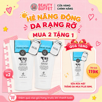 [TIẾT KIỆM HƠN] Combo 2 Sữa rửa mặt trắng da và tạo bọt Scentio Milk Plus Whitening Q10  Facial Foam 100ml/tuýp