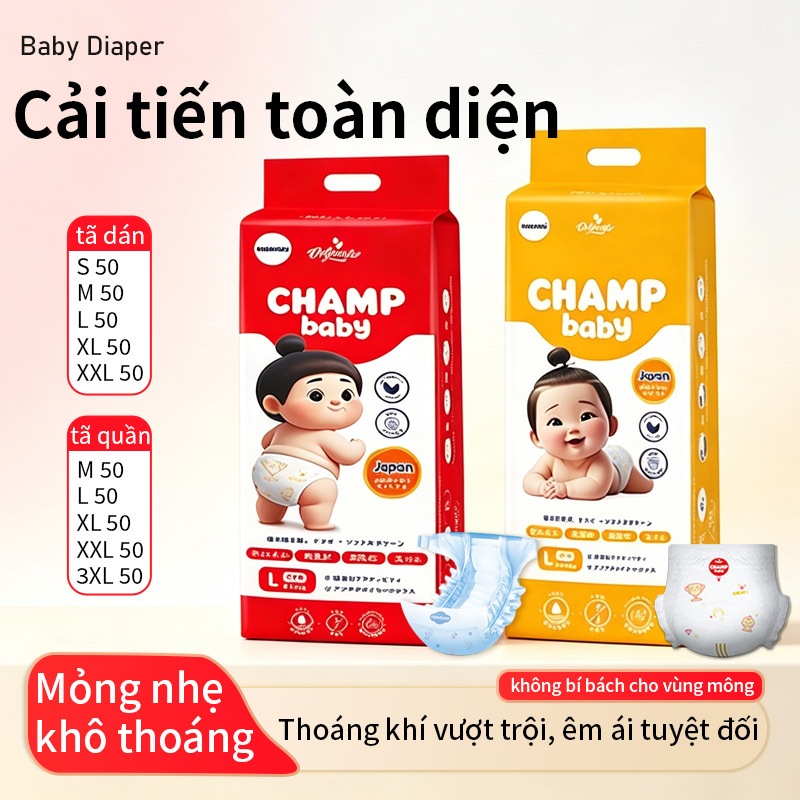 -CHAMPION BABY- Tã quần/tã dán CHAMP cho bé thoải mái, Nhẹ， giao hàng nhanh S-XXXL