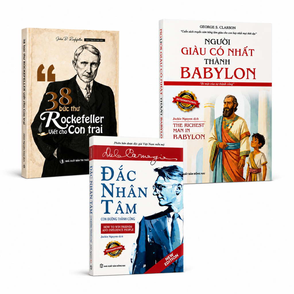 Sách -Bộ 3 cuốn: Đắc nhân tâm, 38 Bức thư Rockefeller gửi con trai, Người giàu có nhất Thành Babylon