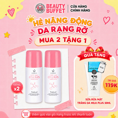 Combo 2 Lăn khử mùi và dưỡng sáng vùng da dưới cánh tay Scentio Pink Collagen Radiant & Firm Deodorant 50ml