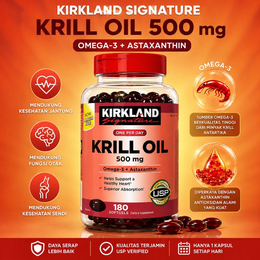 Krill Oil 500mg Kirkland 180 viên