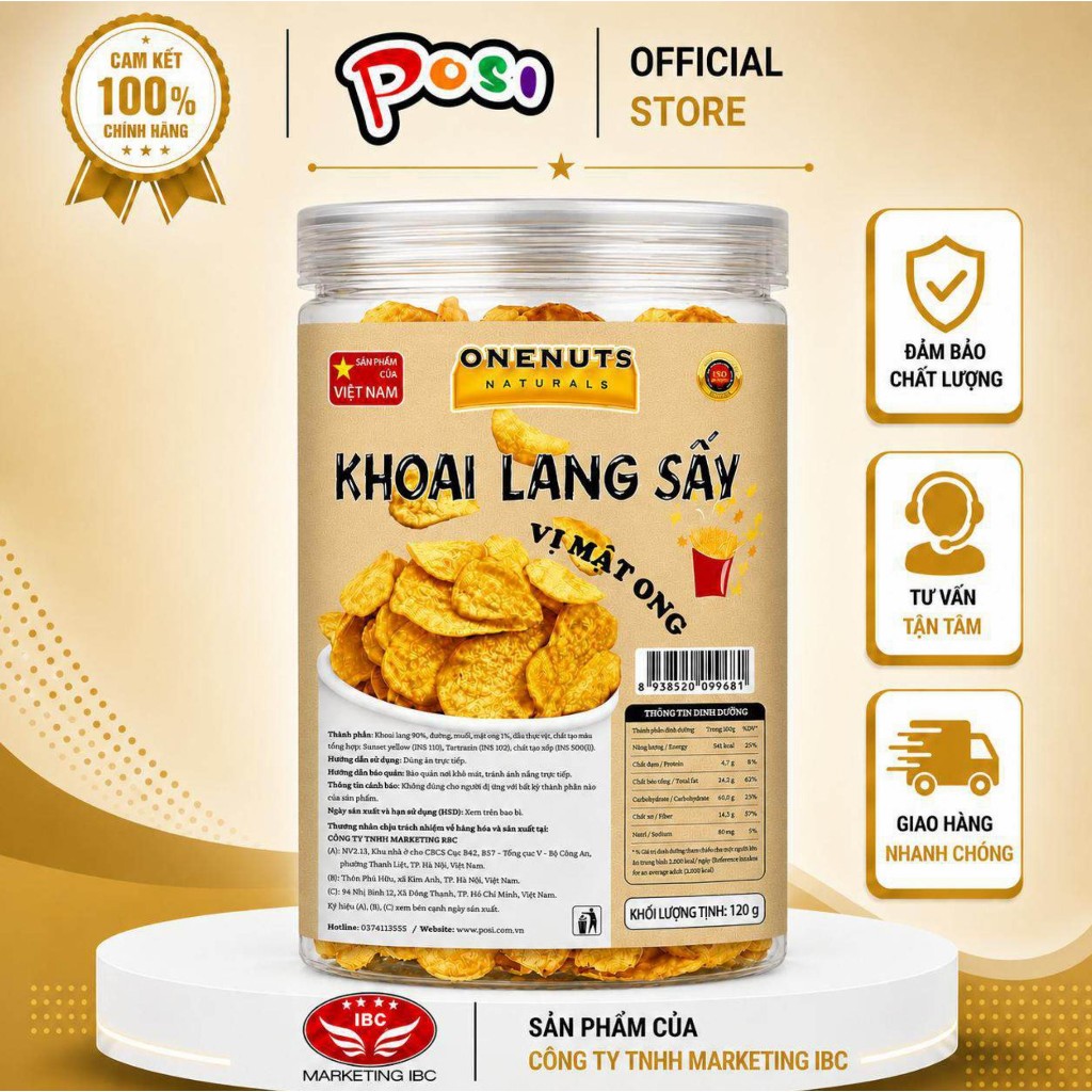 Khoai Lang Sấy Vị Mật Ong ONENUTS 120g – Giòn Rụm Tự Nhiên, Ngọt Thơm Hấp Dẫn – Posi Snack Store HCM