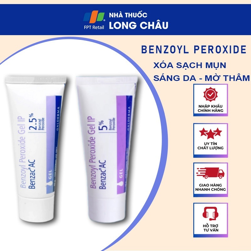 Gel Giảm Mụn Benzac 2.5% Kem Mụn Benzac AC5 Chính Hãng Galderma 30g