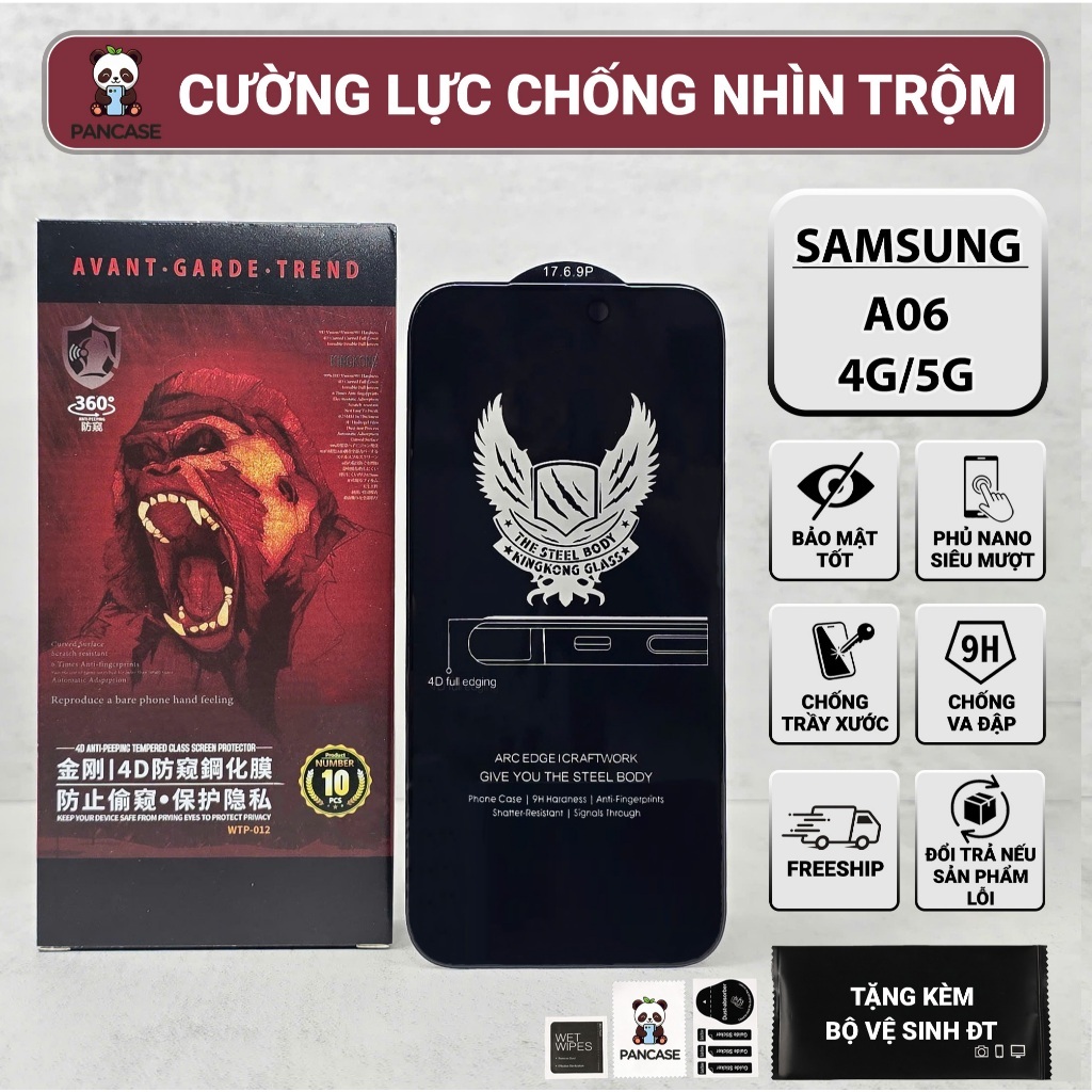 Cường lực Samsung A06 4G,5G PANCASE chống nhìn trộm kính full màn bảo vệ màn hình cho ss galaxy