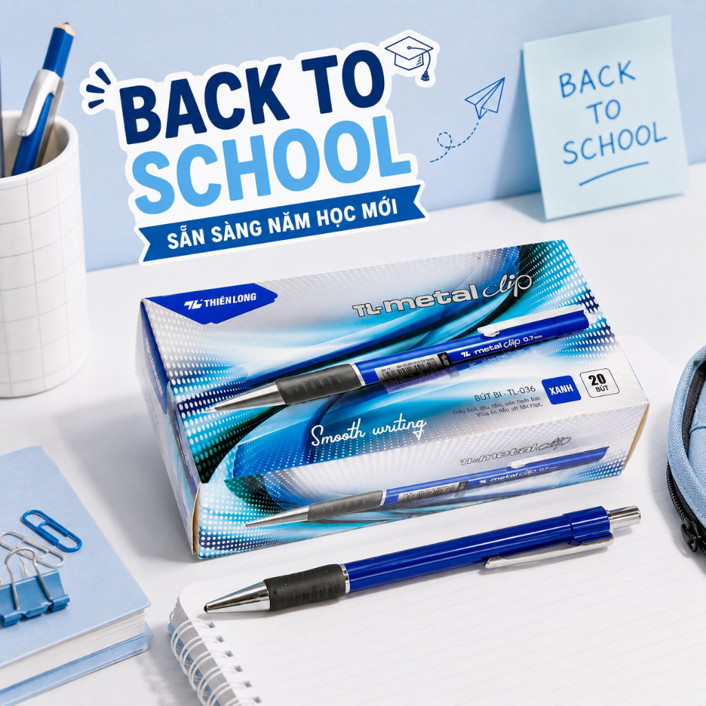 [ BACK TO SCHOOL ] 2 CÂY Bút bi TL 036 Xanh - Đỏ - Đen