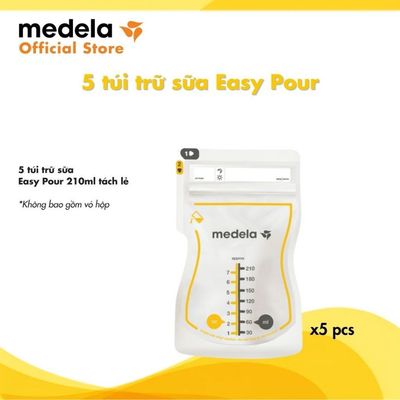 5 túi trữ sữa tách lẻ không vỏ hộp | Medela Easy Pour loại 210ml - Không rỏ rỉ - An toàn - Tiện lợi
