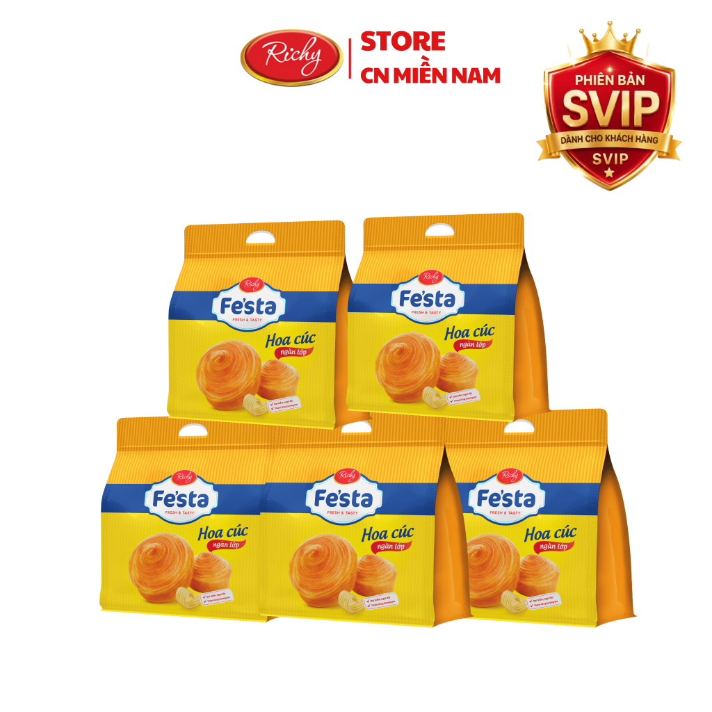 [SVIP] Combo 5 Bánh mì hoa cúc ngàn lớp Festa Richy túi 3 bánh, HSD 35 ngày từ NSX,kH cân nhắc đặt s
