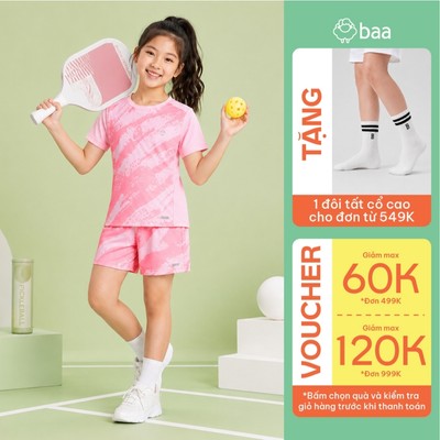 [Đơn 549k nhận 1 đôi vớ] Set bộ đồ quần áo thể thao bé gái chạy bộ siêu mát lạnh thoáng khí 18-52Kg Baa Active SE13N