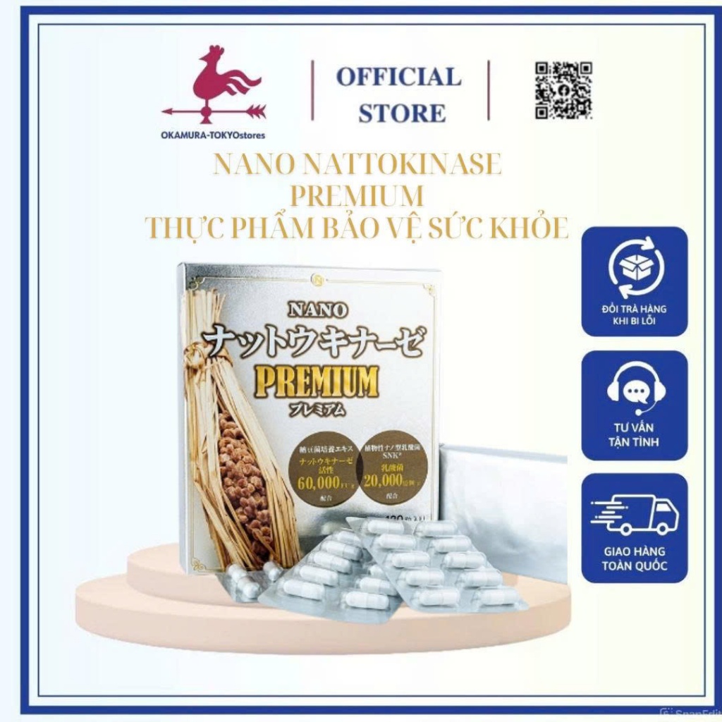 Thực phẩm bảo vệ sức khỏe Nano Nattokinase Premium 120 viên 60000FU/G