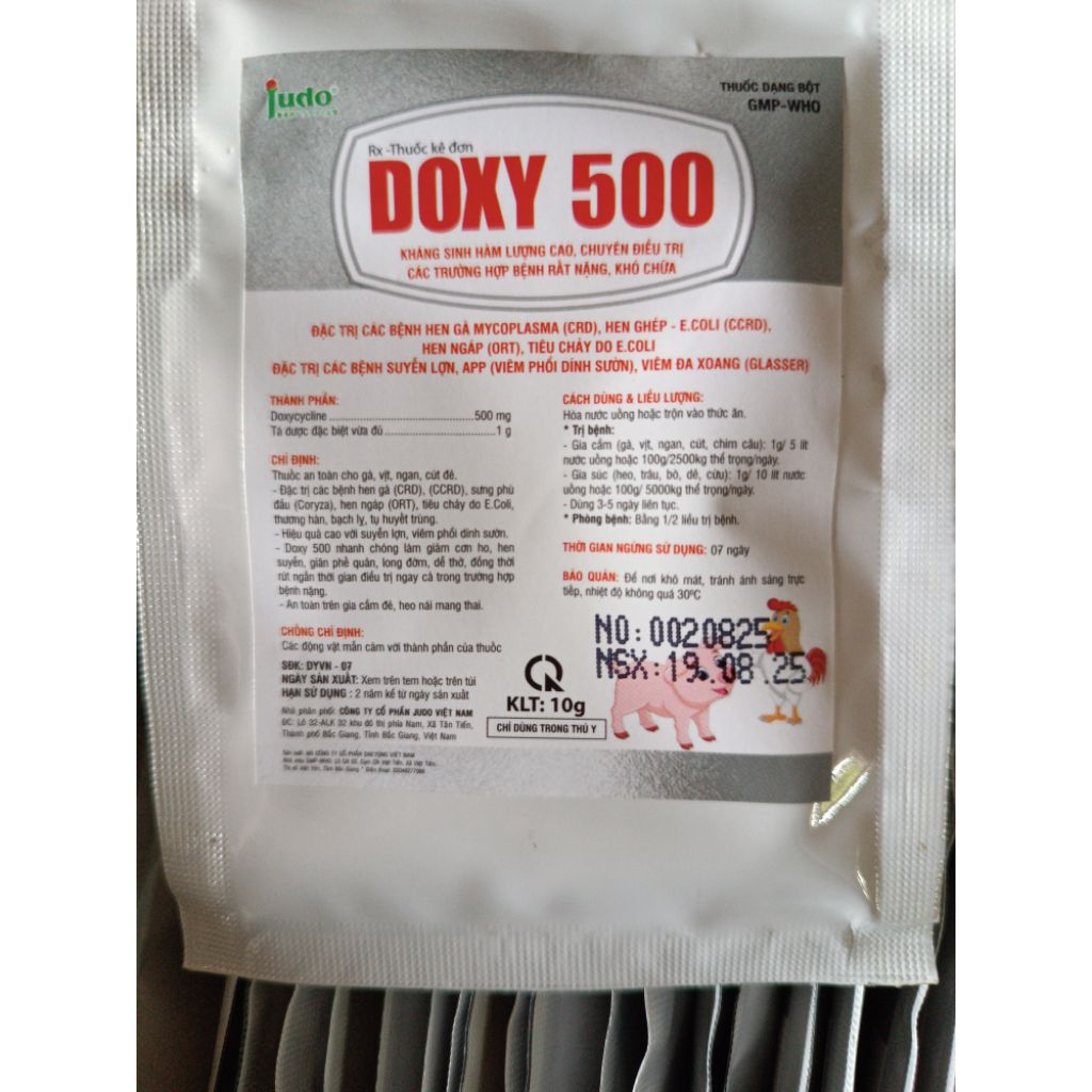 doxy 500, điều trị bệnh hô hấp trên gia súc gia cầm