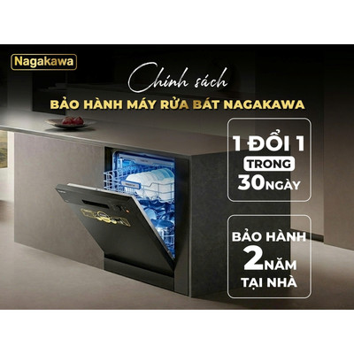 Máy Rửa Bát Nagakawa NMD9813C 16 Bộ 3 Giàn Rửa - 3 Tay Phun - Sấy PTC - Extra Dry - Half Load, Bảo hành 2 năm
