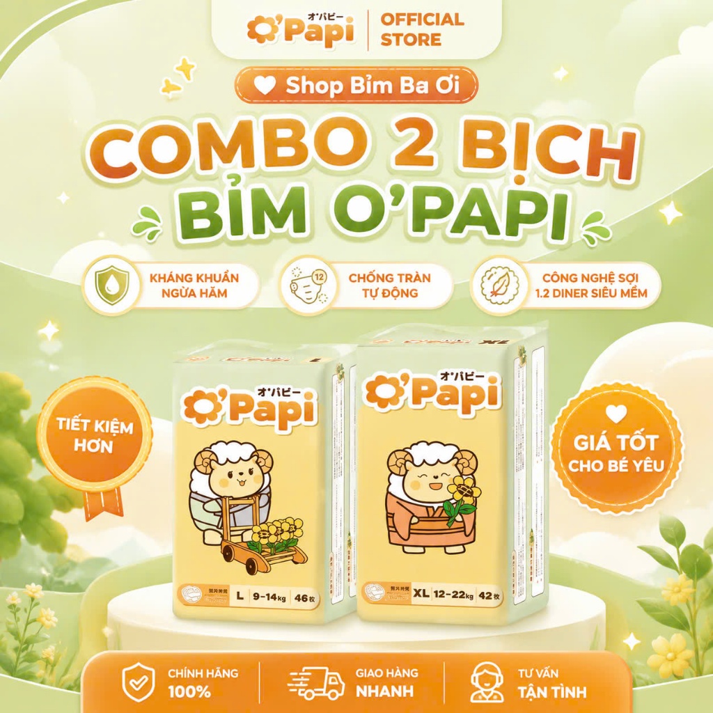 [Combo 2 bịch] Tã Bỉm OPAPI Quần Chính Hãng Nội Địa Nhật M48/L46/XL42/XXL38