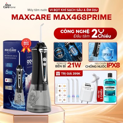 Máy Tăm Nước Cầm Tay Công Nghệ Nhật Bản Maxcare Max468Prime 5 Chế Độ, Thiết Kế Nguyên Khối 300ml