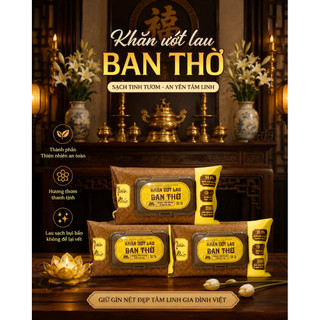 Combo 12 Gói Khăn ướt Bao Sái Ban Thờ Thiên Phúc Cao Cấp Lau Ban Thờ Hươg Trầm Tự Nhiên An Toàn