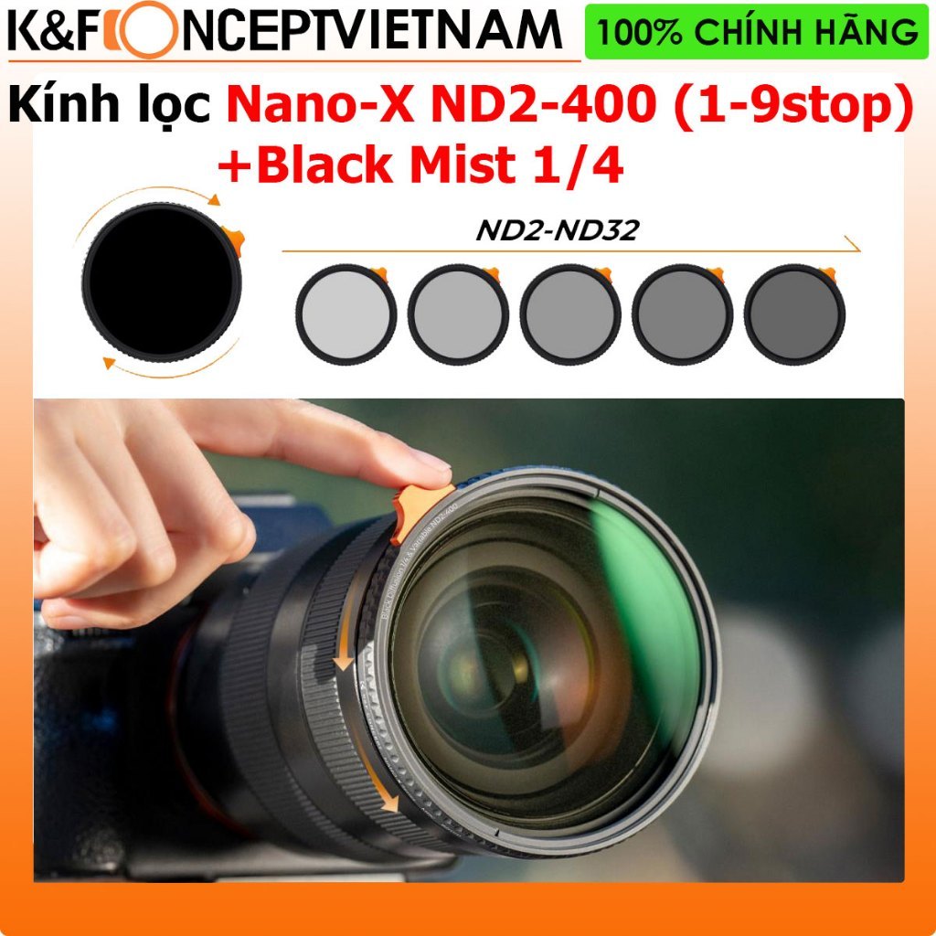 Kính lọc Filter 2 in 1 K&F Concept Nano-X ND2-400 + Black Mist 1/4