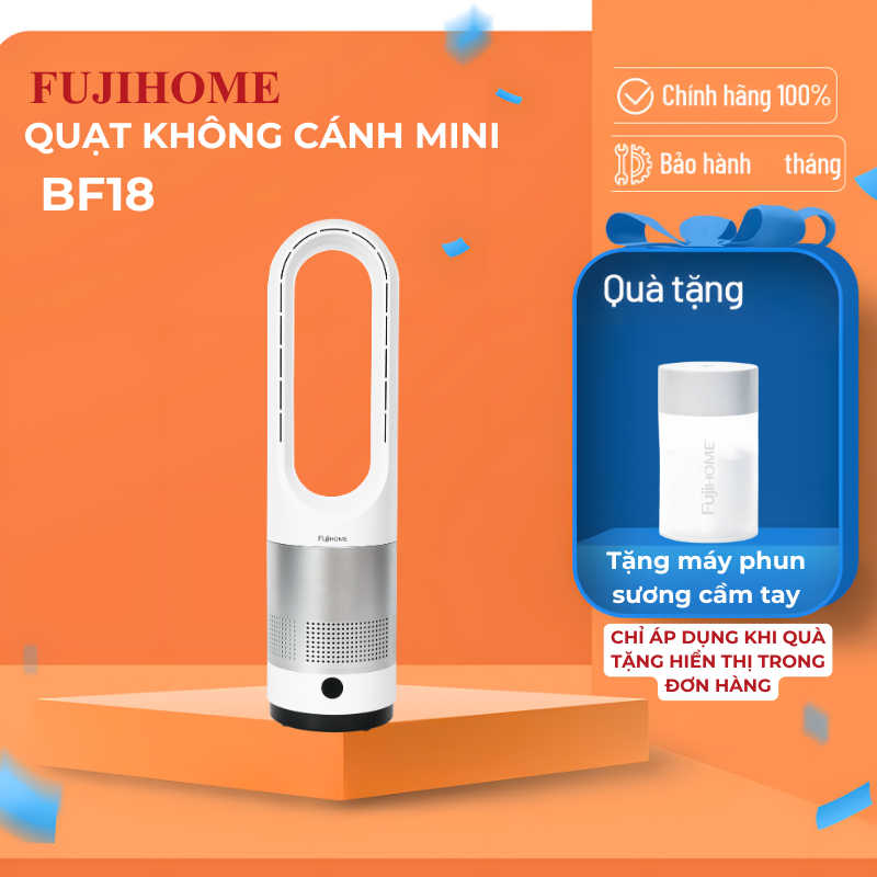 Quạt không cánh FUJIHOME BF18 mini lọc không khí khử khuẩn có chế độ hẹn giờ