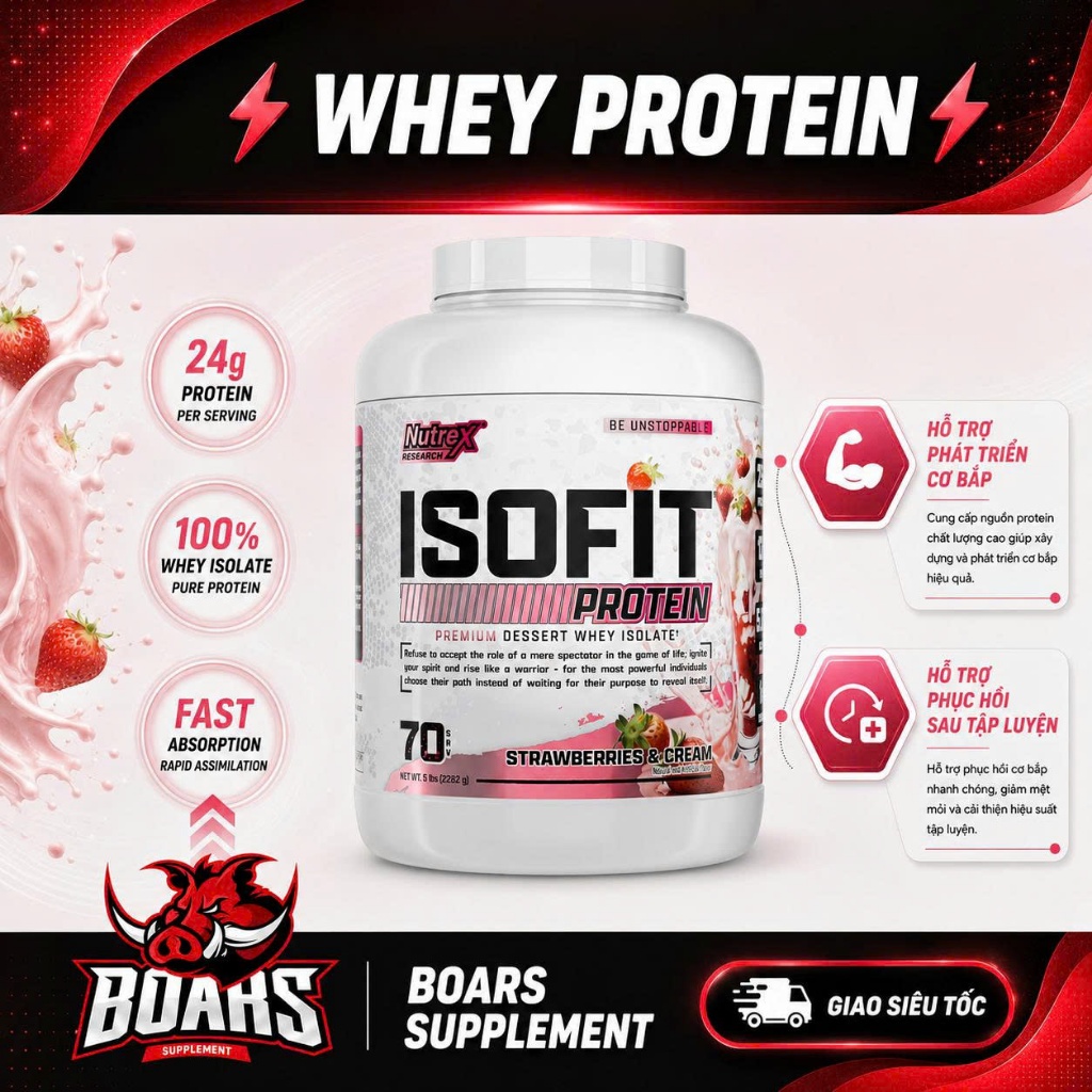 THỰC PHẨM BỔ SUNG THỂ HÌNH NUTREX ISOFIT WHEY 5LBS
