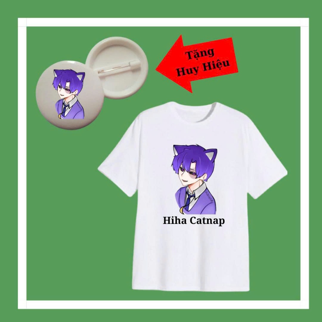 Áo thun trẻ em in hình Làng Hiha aut Hiha Capnat dễ thương, vải cotton thái co giãn-Kèm huy hiệu