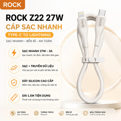Cáp sạc nhanh IP Rock Z22 27W C to L chất liệu bền bỉ kết nối ổn định an toàn
