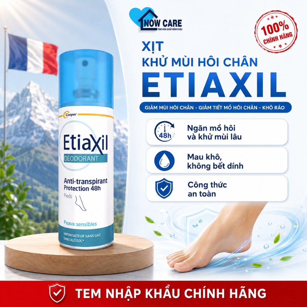 (Pháp) Xịt Khử Mùi Hôi Chân Etiaxil Giảm Tiết Mồ Hôi Chân Giảm Mùi Hôi Cho Chân Khô Ráo