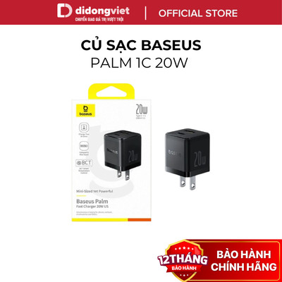 Củ Sạc Nhanh Nhỏ Gọn Baseus Palm 1C 20W - Siêu Nhỏ Gọn, Chuẩn PD - Hàng Chính Hãng