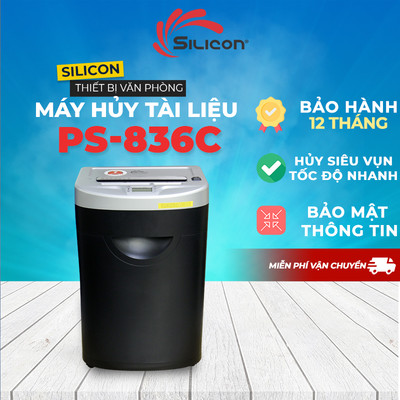 Máy hủy tài liệu nhập khẩu SILICON PS-836C - Máy hủy vụn - Bảo mật thông tin - Bảo hành 12 tháng