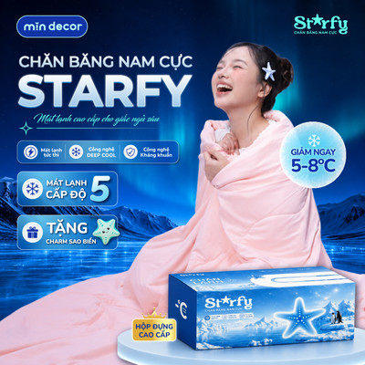 Chăn Băng Nam Cực STARFY Mát Lạnh, Chăn Băng Lạnh Không Mát Hoàn Tiền, 1 Mặt Chống Nước