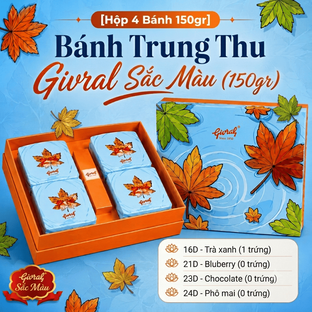 [Hộp 4 Bánh 150gr] Bánh Trung Thu Givral Sắc Màu (150gr)