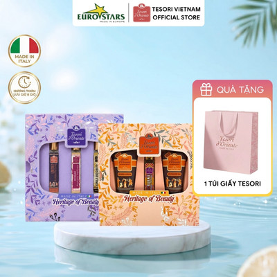 Hộp quà tặng Minisize Sữa tắm nước hoa 25ml & Kem dưỡng thể 25ml & Nước hoa 10ml Tesori d'Oriente Set du lịch tiện lợi