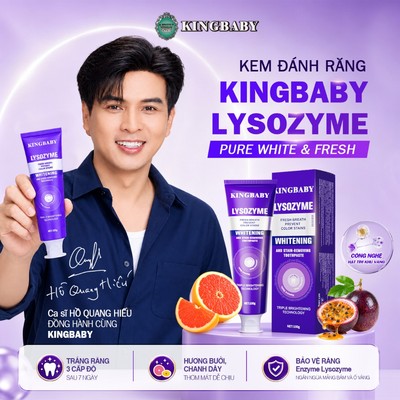 (HOT) Kem Đánh Răng Trắng Sáng KINGBABY Purple Whitening Lysozyme Làm Trắng Răng, Giảm Ố Vàng, Mảng Bám 100g