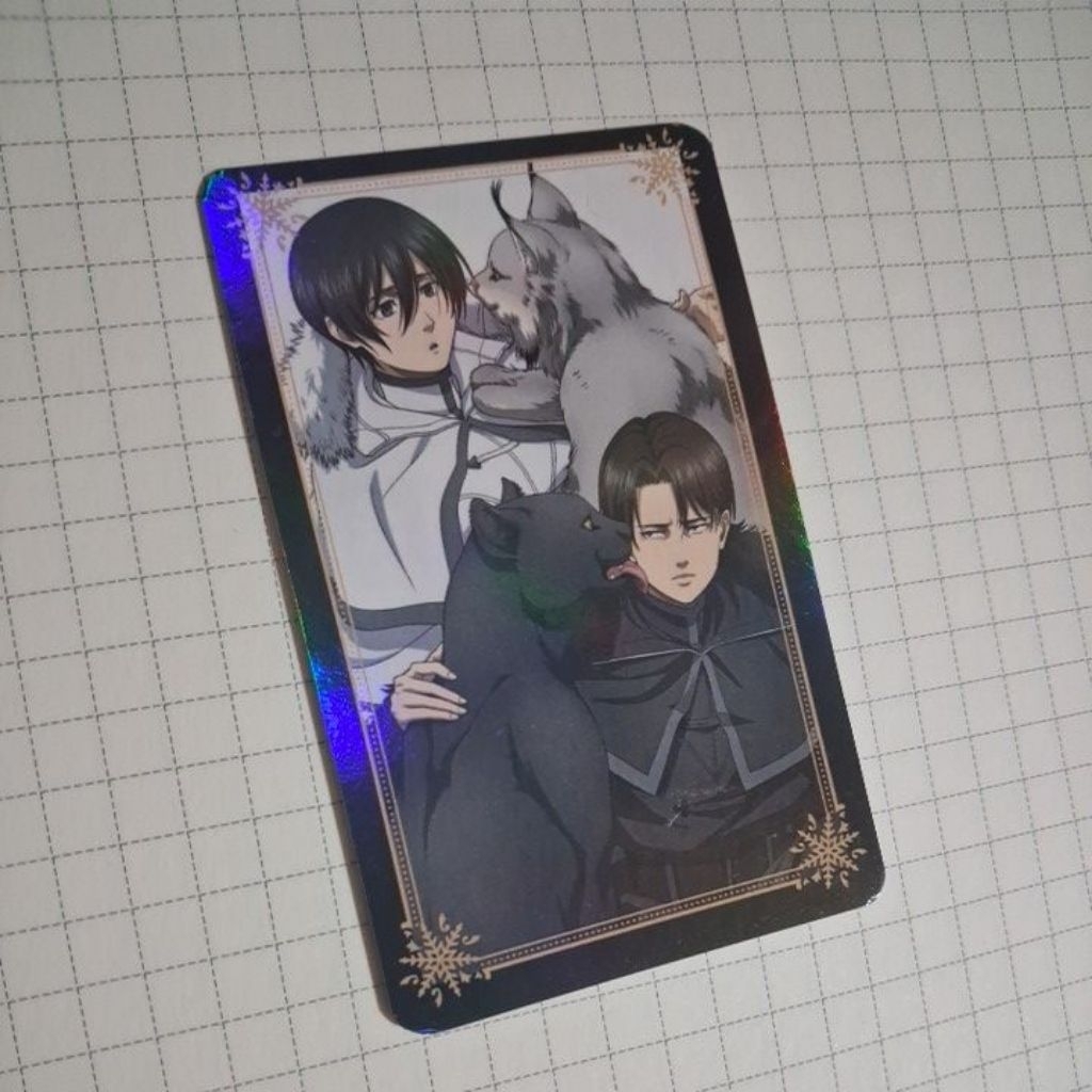 [AOT] [Attack on Titan] Thẻ Hologram phiên bản Winter Animal của nhân vật Mikasa Ackerman và Levi Ac