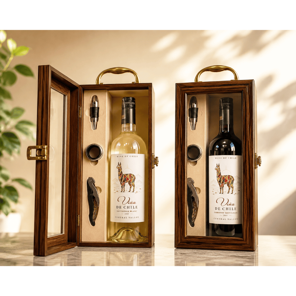 Set quà tặng sang trọng 1 chai Vang Chile Vina De Chile - HK mica đơn