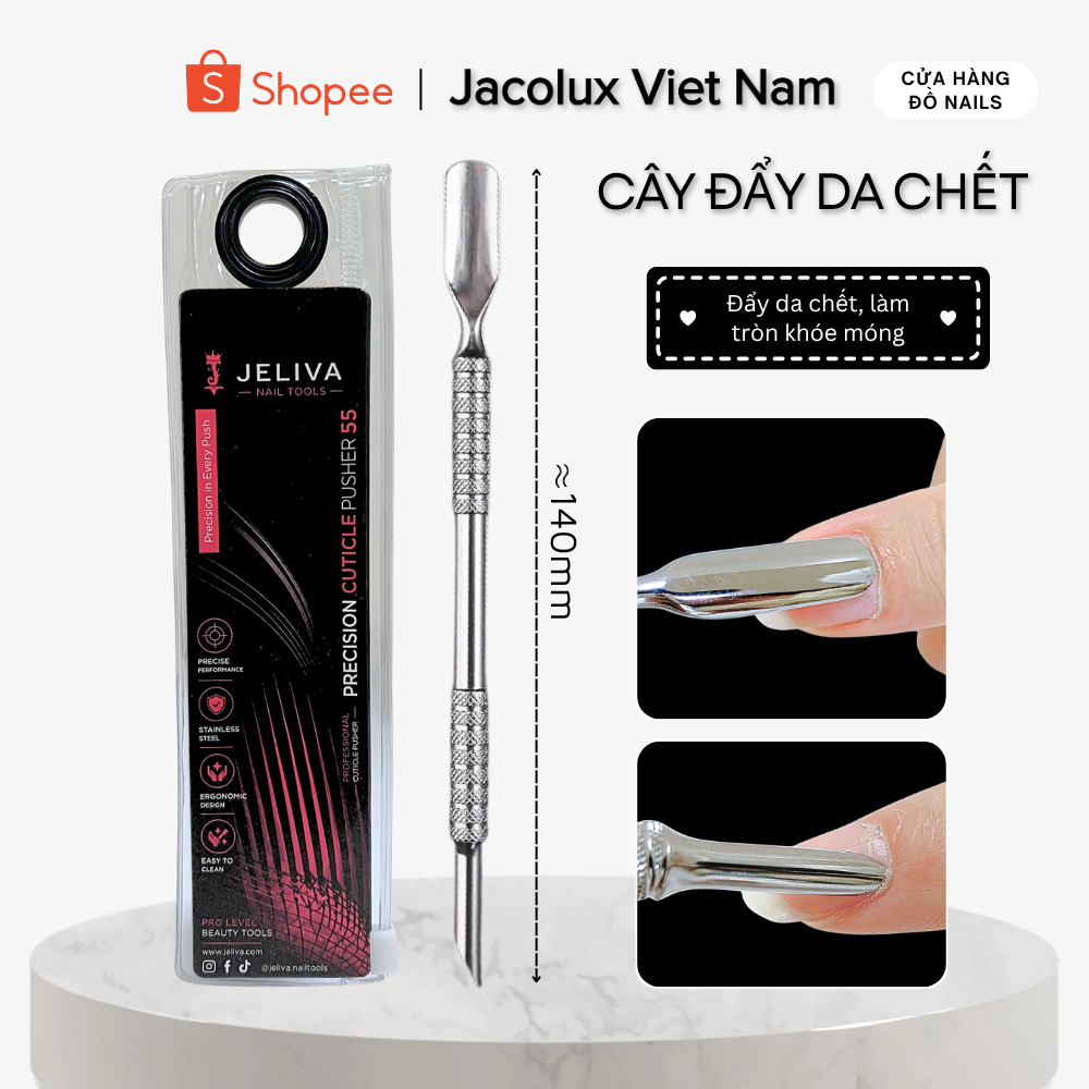 Cây đẩy da sủi móng inox không gỉ JELIVA nail DCDD