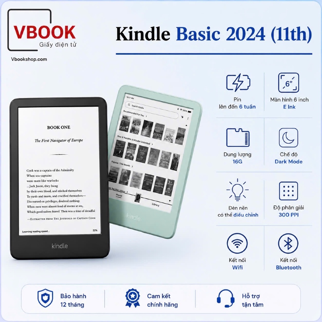 Máy Đọc Sách Kindle Basic 2024 (11th)
