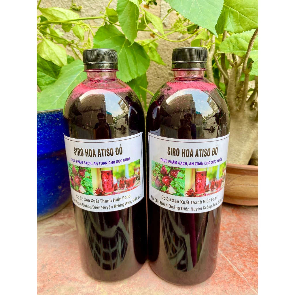 Combo 2 Lít Siro hoa Atiso đỏ ( không kèm bông),  nước cốt Hoa Atiso đỏ ngâm đường phèn
