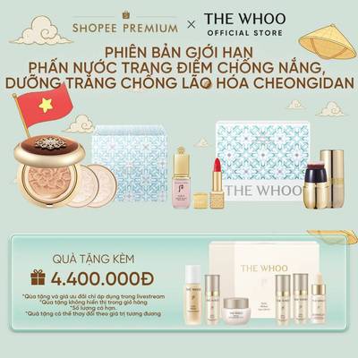 Hannah Olala Daily x Whoo x Bộ phấn nước trang điểm chống nắng, dưỡng trắng chống lão hóa CheonGiDan Cushion #21
