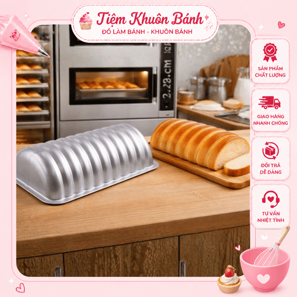 Khuôn Bánh Mì Gân Sóng Nhôm D05 Form Sọc Làm Bánh Hoa Cúc Bông Lan Bánh Mì Nướng 11 Tiệm Khuôn Bánh