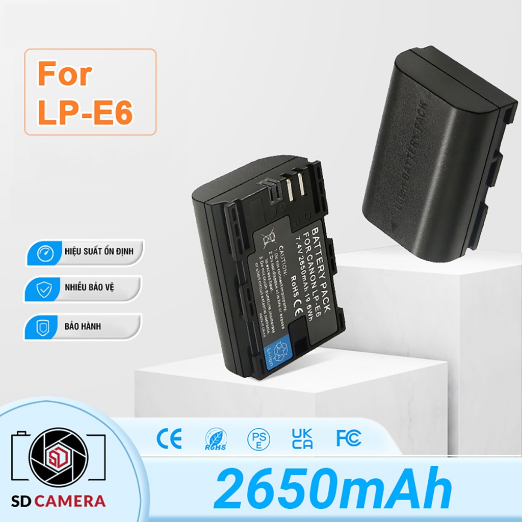 Pin LP-E6 cho Máy ảnh Canon 60D 70D 80D 90D 6D 6D Mark II 5D mark II 5D Mark III E6 Dung lượng cao m