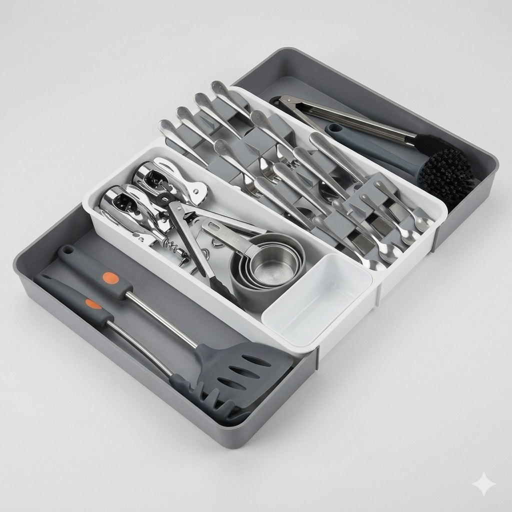 (Tặng tai JBL) KHAY CHIA NGĂN KÉO MỞ RỘNG – EXPANDABLE DRAWER ORGANIZER TRAY