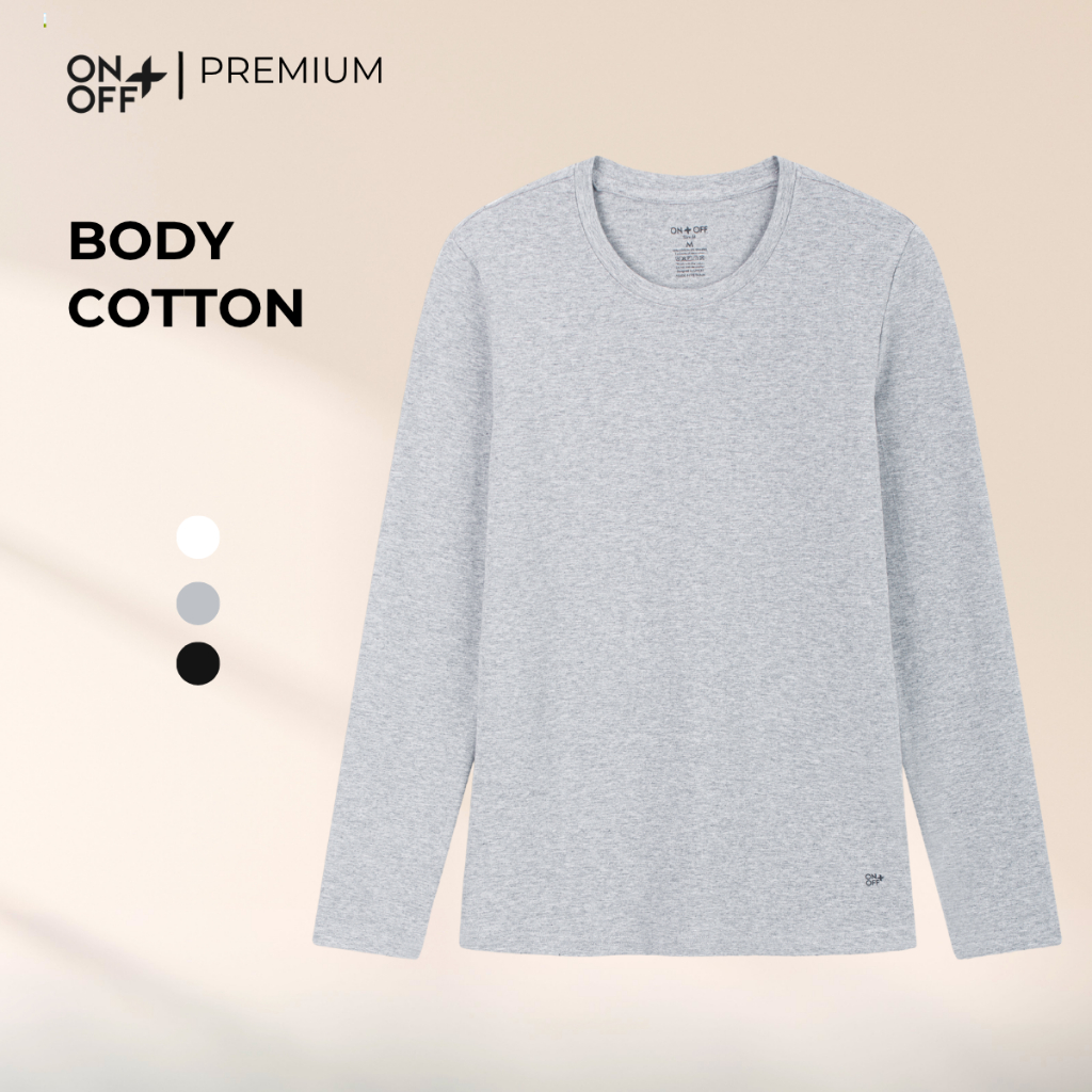 Áo phông nữ body dài tay cổ tròn ONOFF basic  ôm sát giữ ấm mùa đông 16IT24W201q