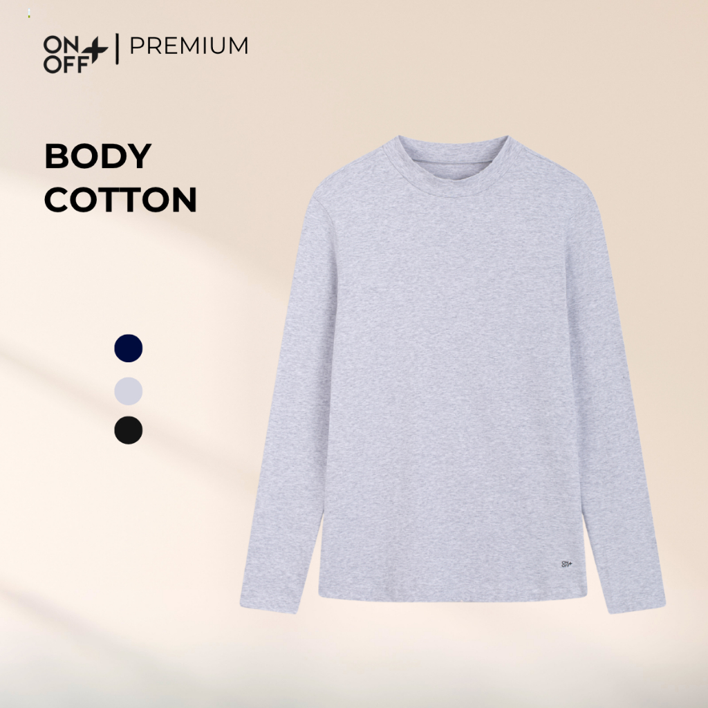 Áo phông dài tay nam cotton dáng body  Mỹ cổ cao giữ ấm mùa đông ONOFF 18IT24W027
