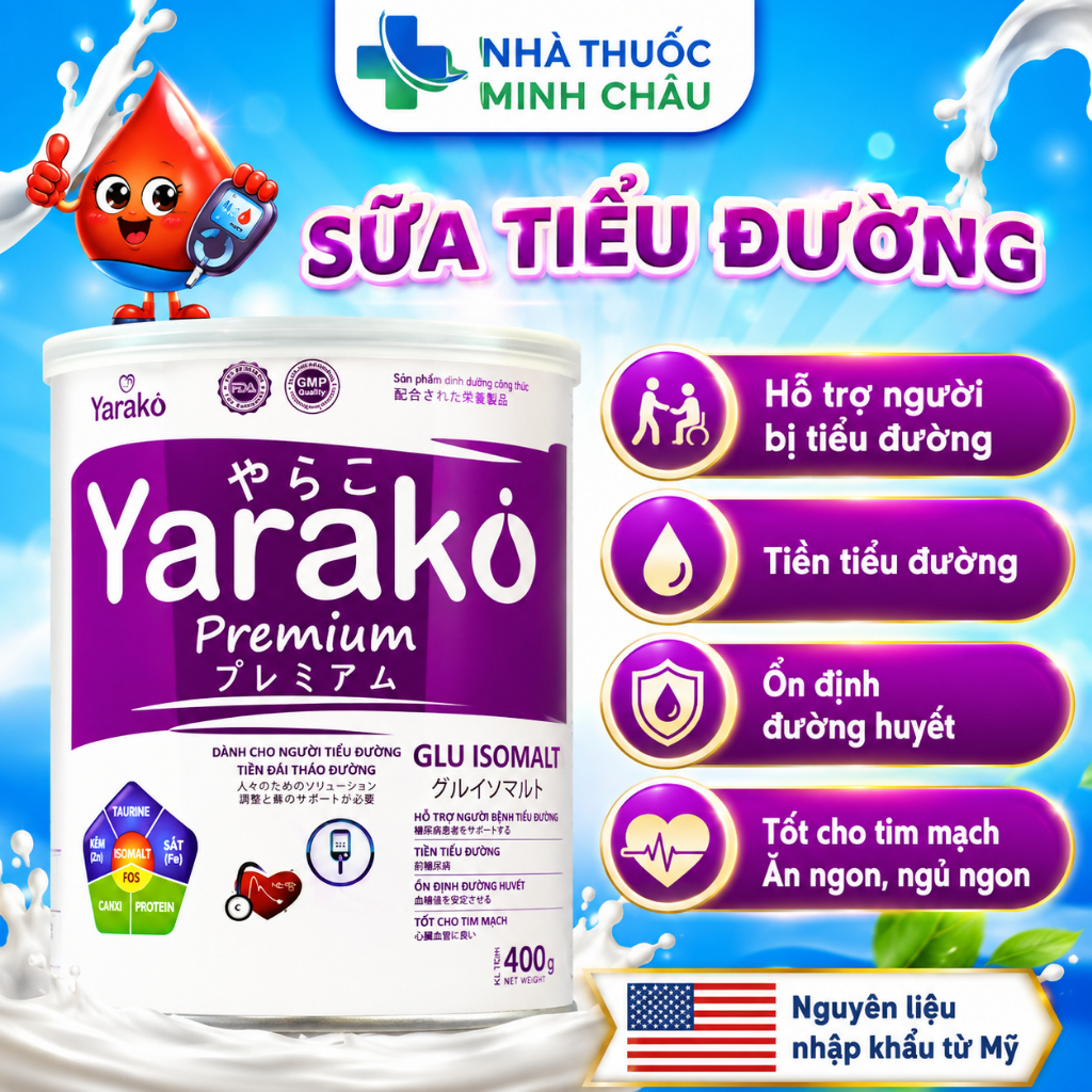 Sữa Tiểu Đường Dành Cho Người Tiểu Đường Và Tiền Đái Tháo Đường YARAKO PREMIUM GLU ISOMALT