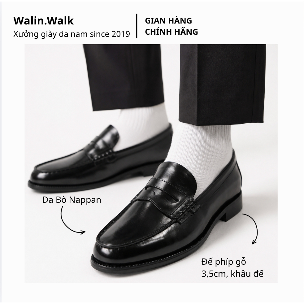 Giày Japan Loafers Classic Form 906 Da Bò Nhám Đế Phíp Gỗ- Penny Loafers Nam Classic Form 906
