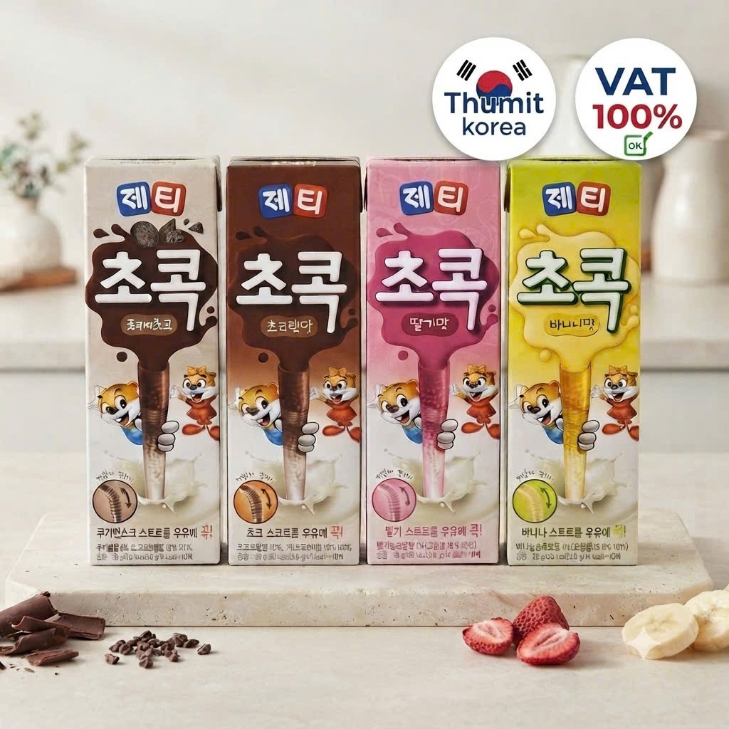 (Hộp 10 ống) Ống hút đổi vị sữa (socola, dâu, bánh cookies) dành cho bé hãng Jetty Hàn Quốc